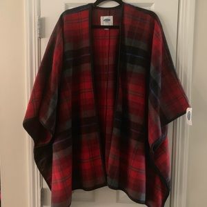Old Navy Red Plaid Shawl / Poncho